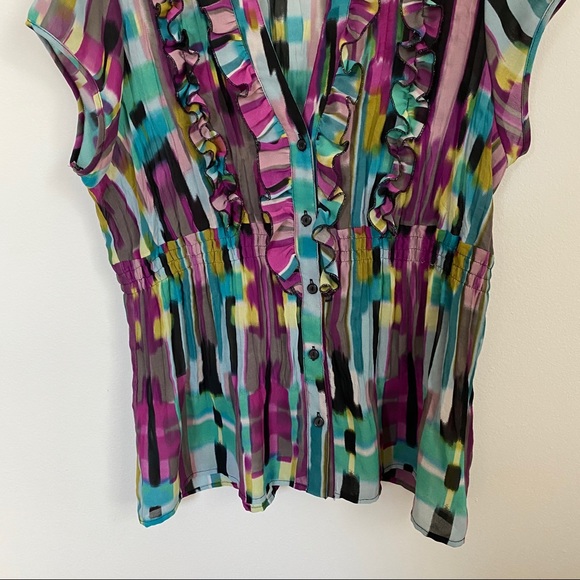 NY Collection Colored Ruffle Blouse - Picture 3 of 7